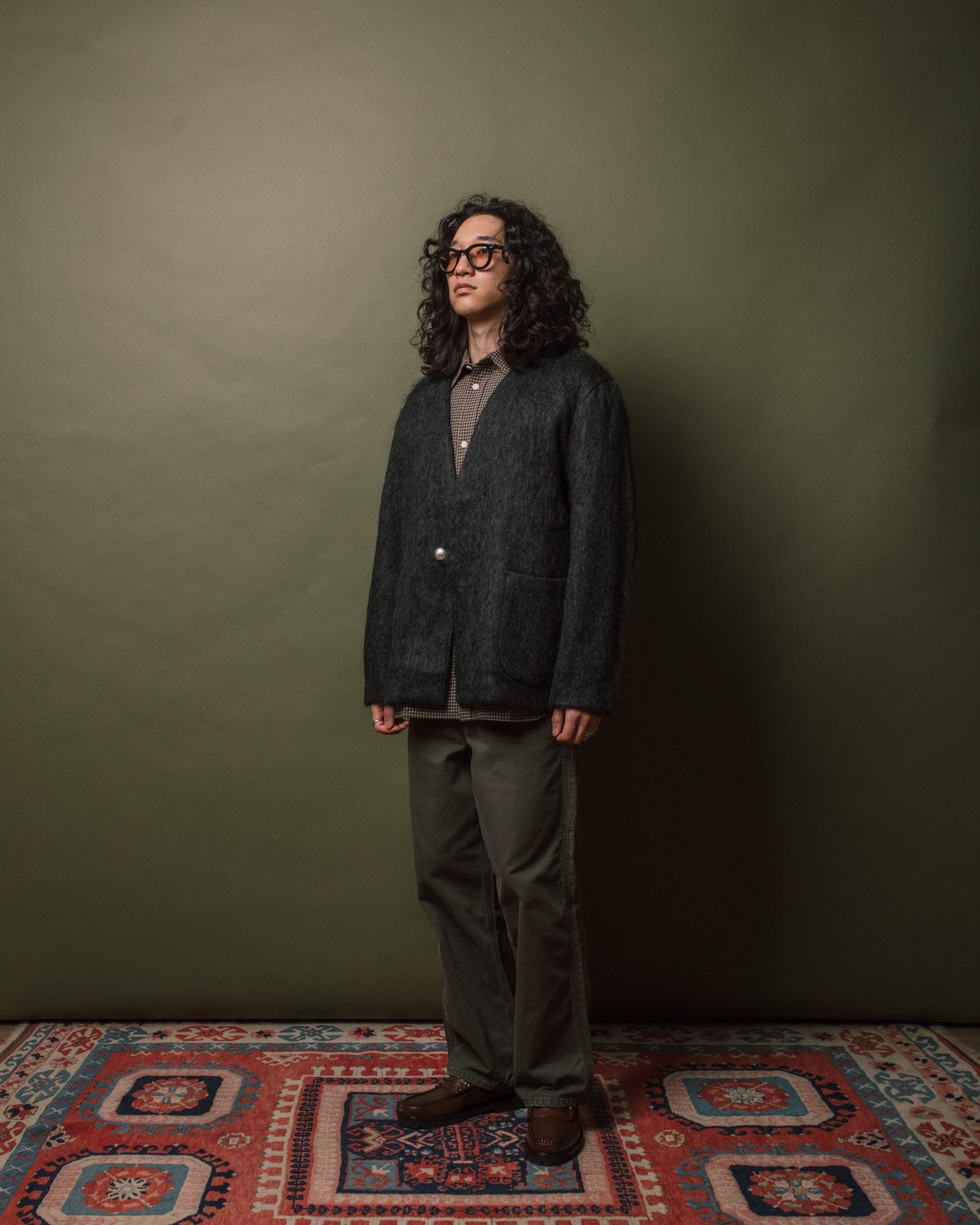 Mohair Cardigan - Charcoal Gray