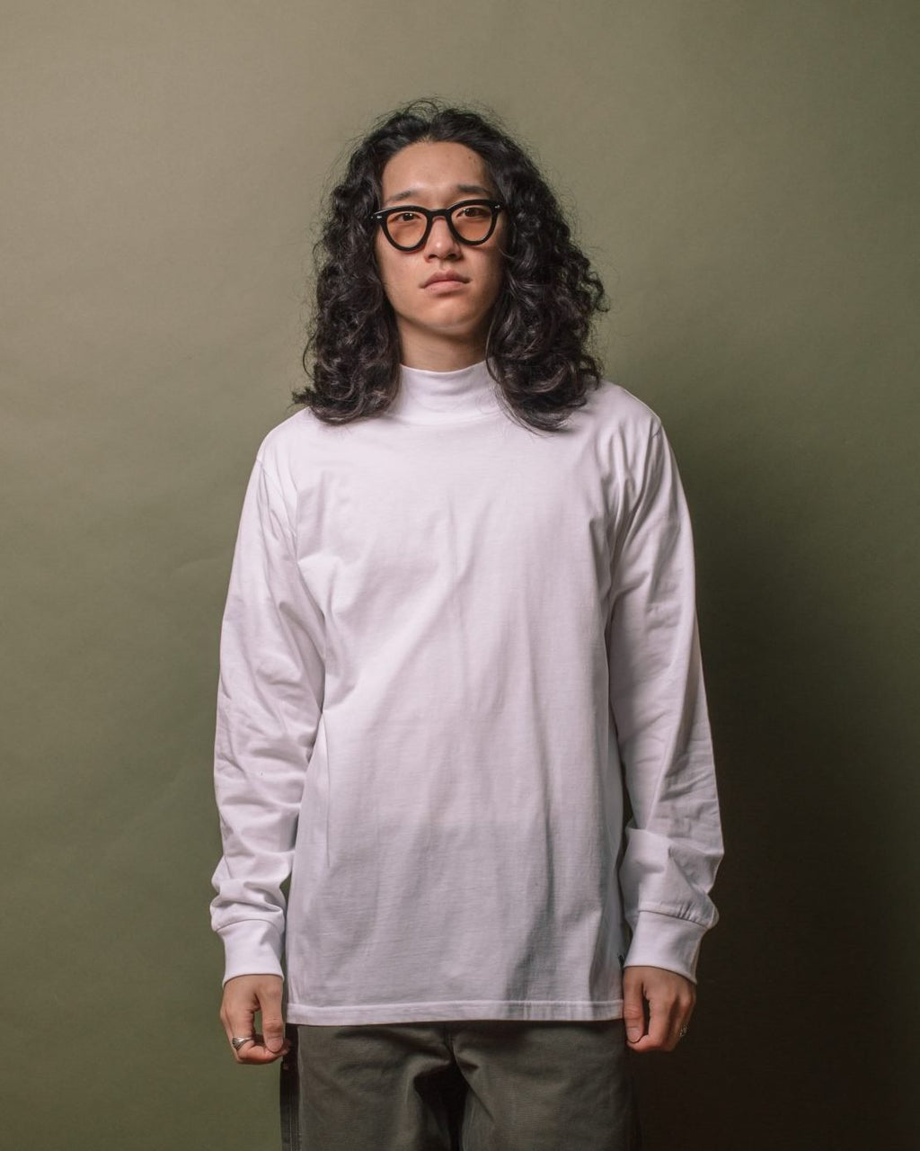 Cordura Jersey L/S Mock Neck Tee - White