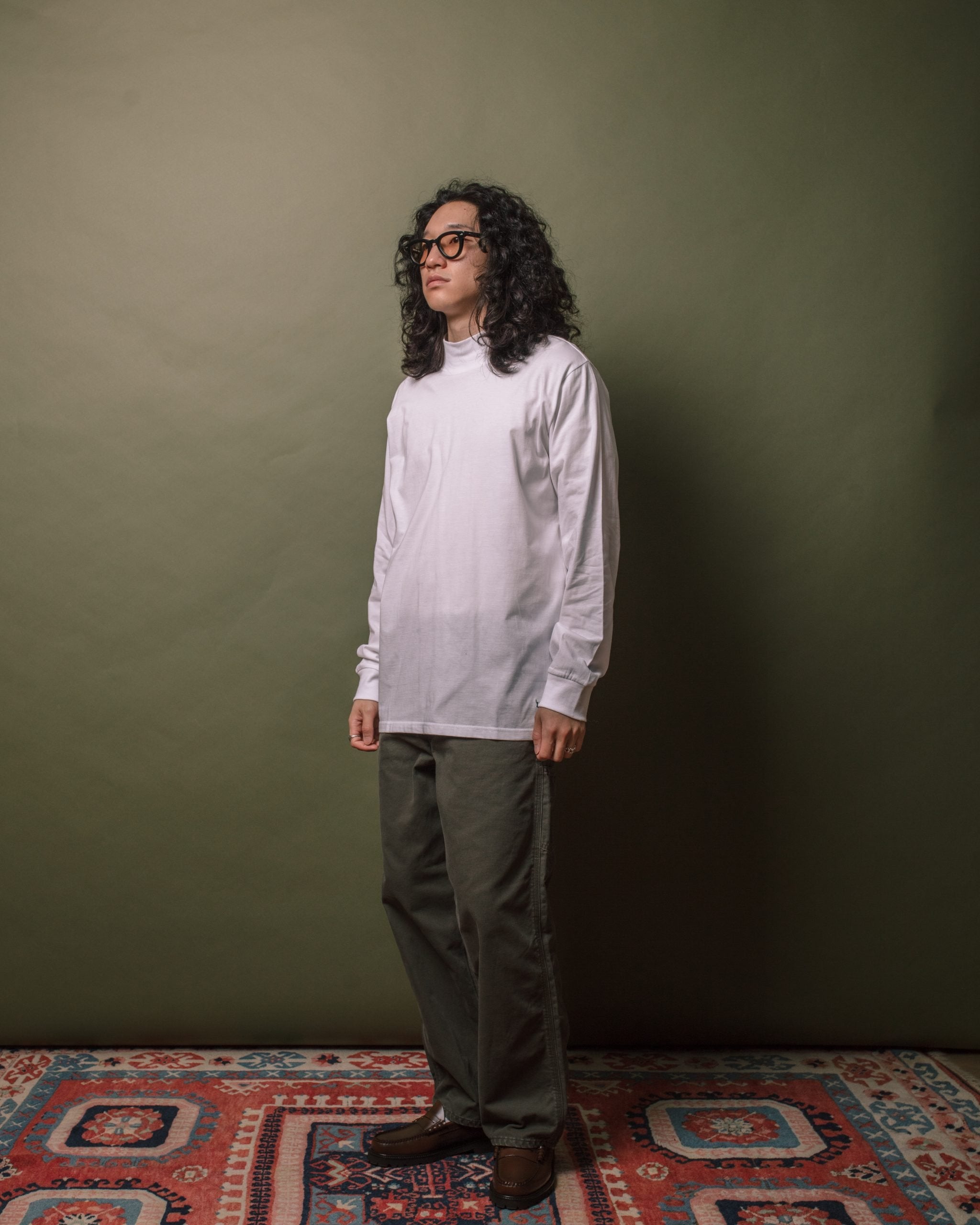 Cordura Jersey L/S Mock Neck Tee - White