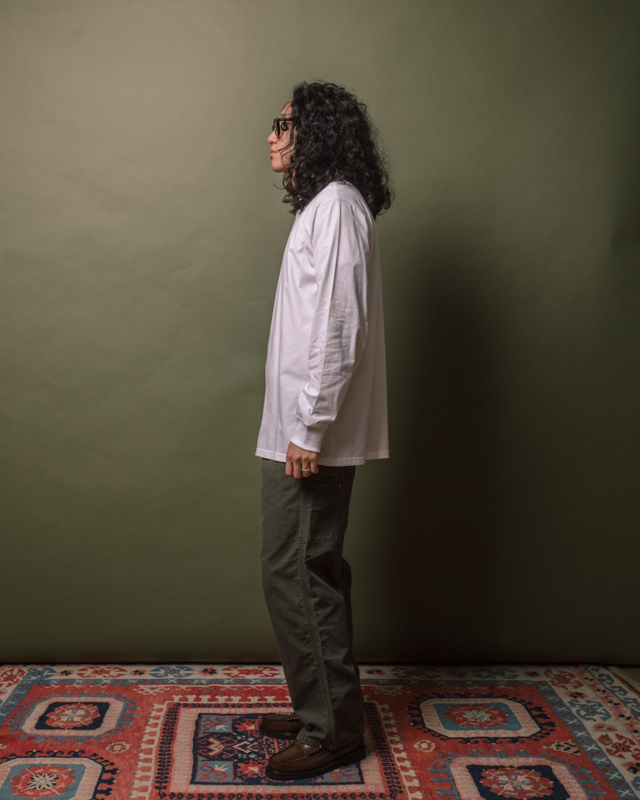 Cordura Jersey L/S Mock Neck Tee - White