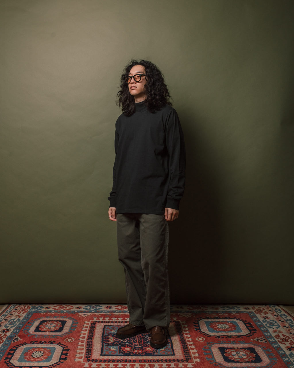 Cordura Jersey L/S Mock Neck Tee - Black