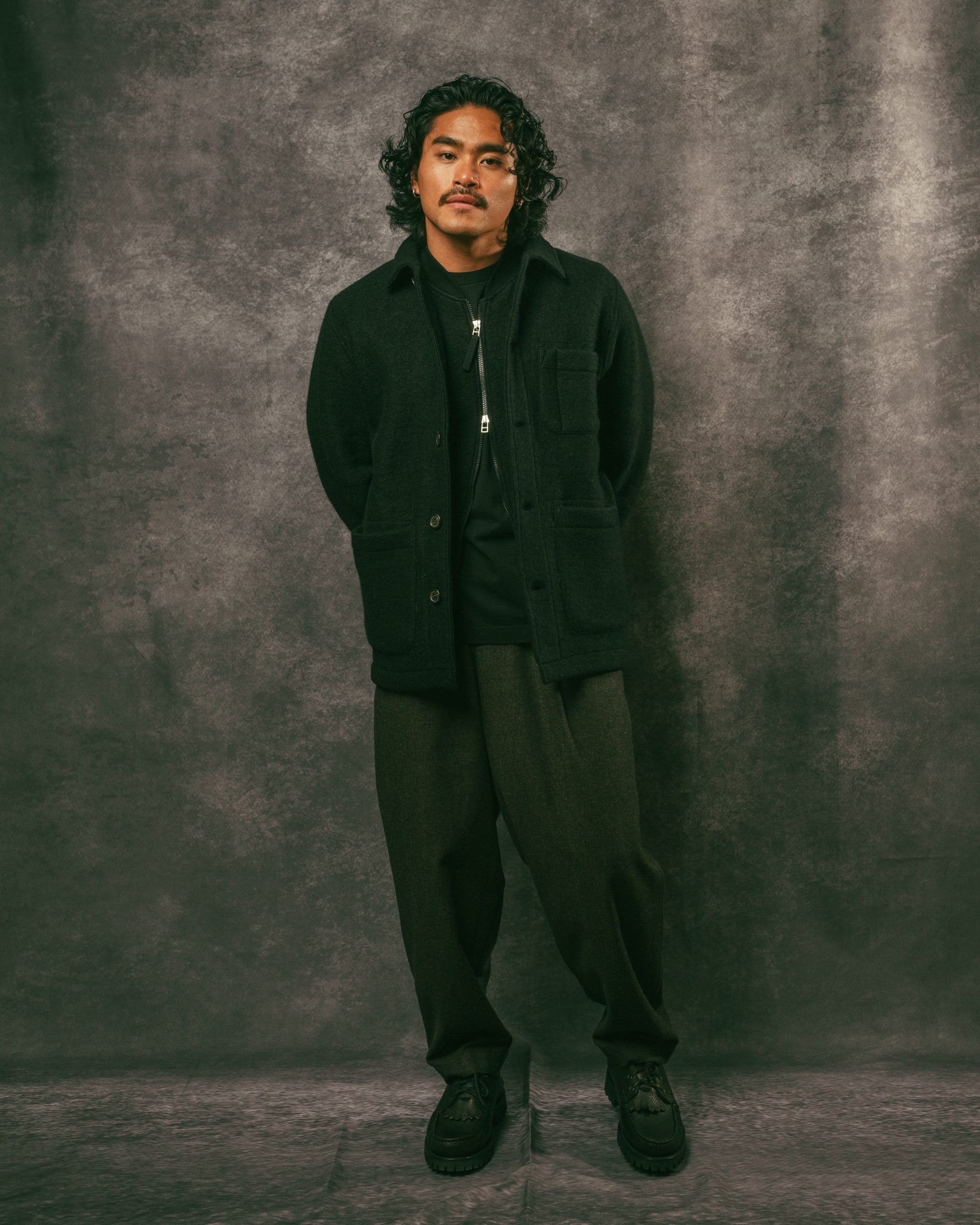 Field Jacket Black Wool Fleece