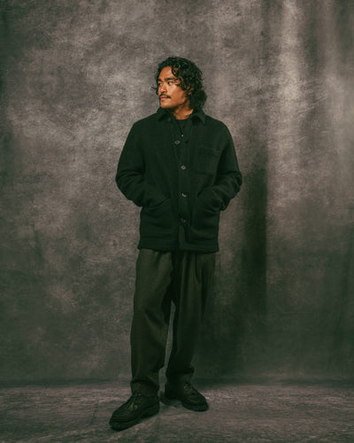 Field Jacket Black Wool Fleece