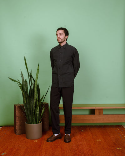 Twill Tapered Loose Fit Pants - Navy