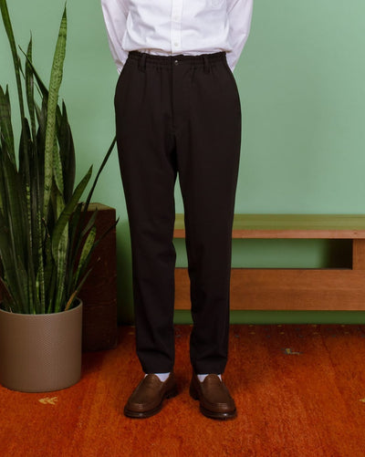 Twill Tapered Loose Fit Pants - Black