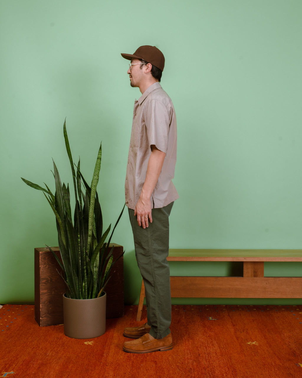 Crinkle Typewriter Open Collar Shirt - Gray