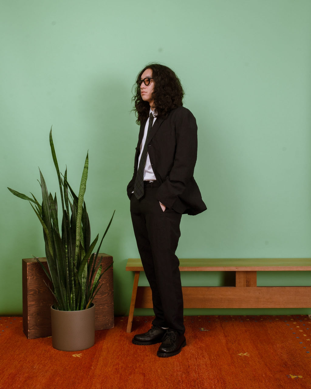 Tumbler Wool/Linen Tapered Pants - Navy