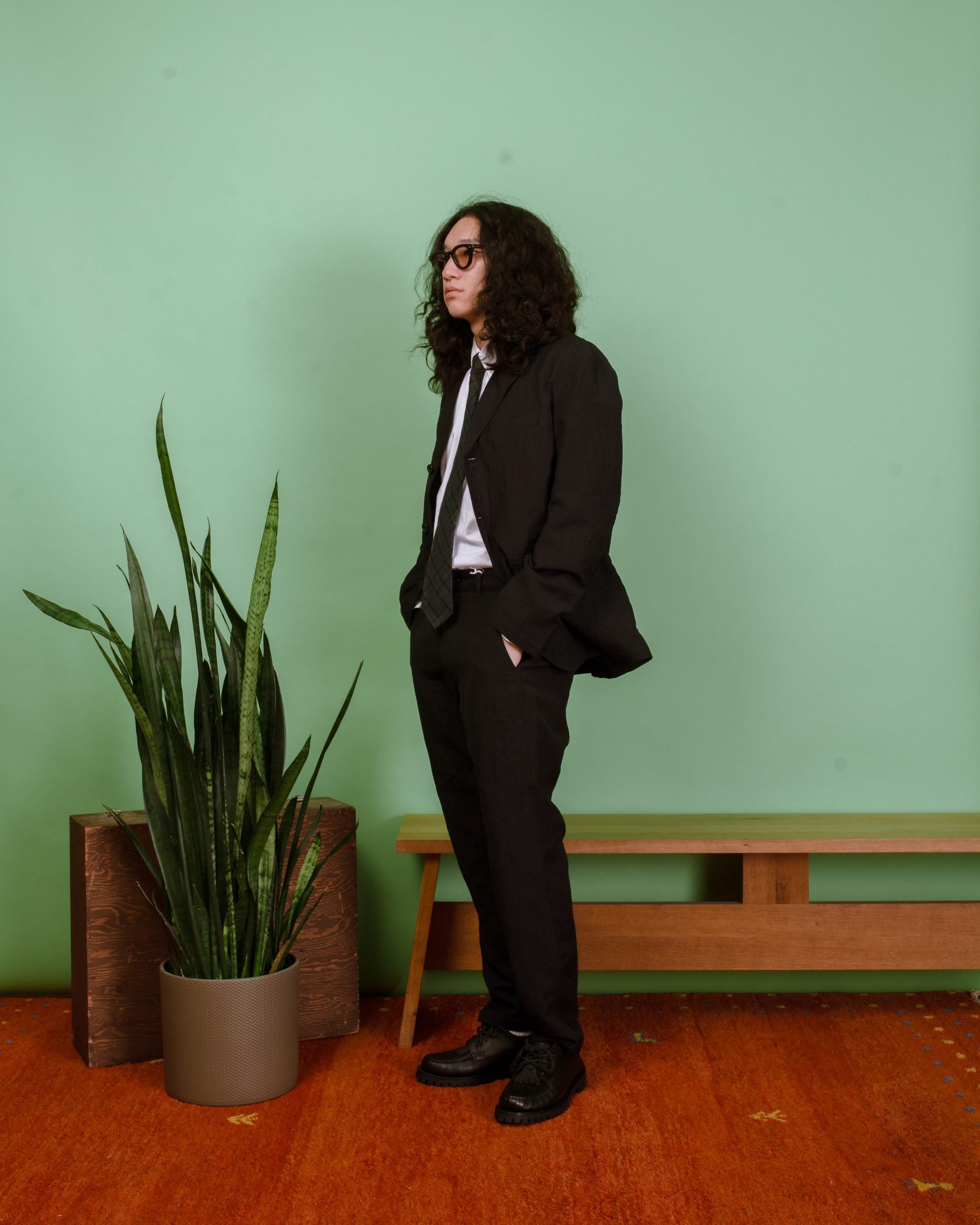 Tumbler Wool/Linen Tapered Pants - Navy