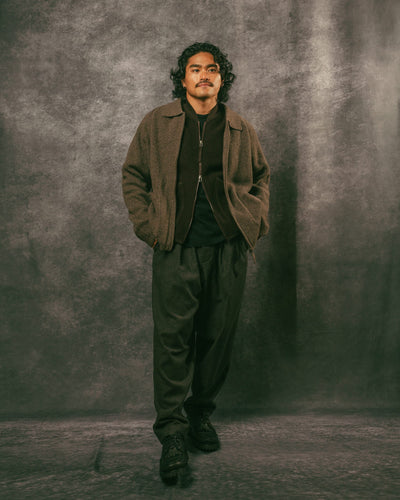 Zip Cardigan Brown Eco Wool