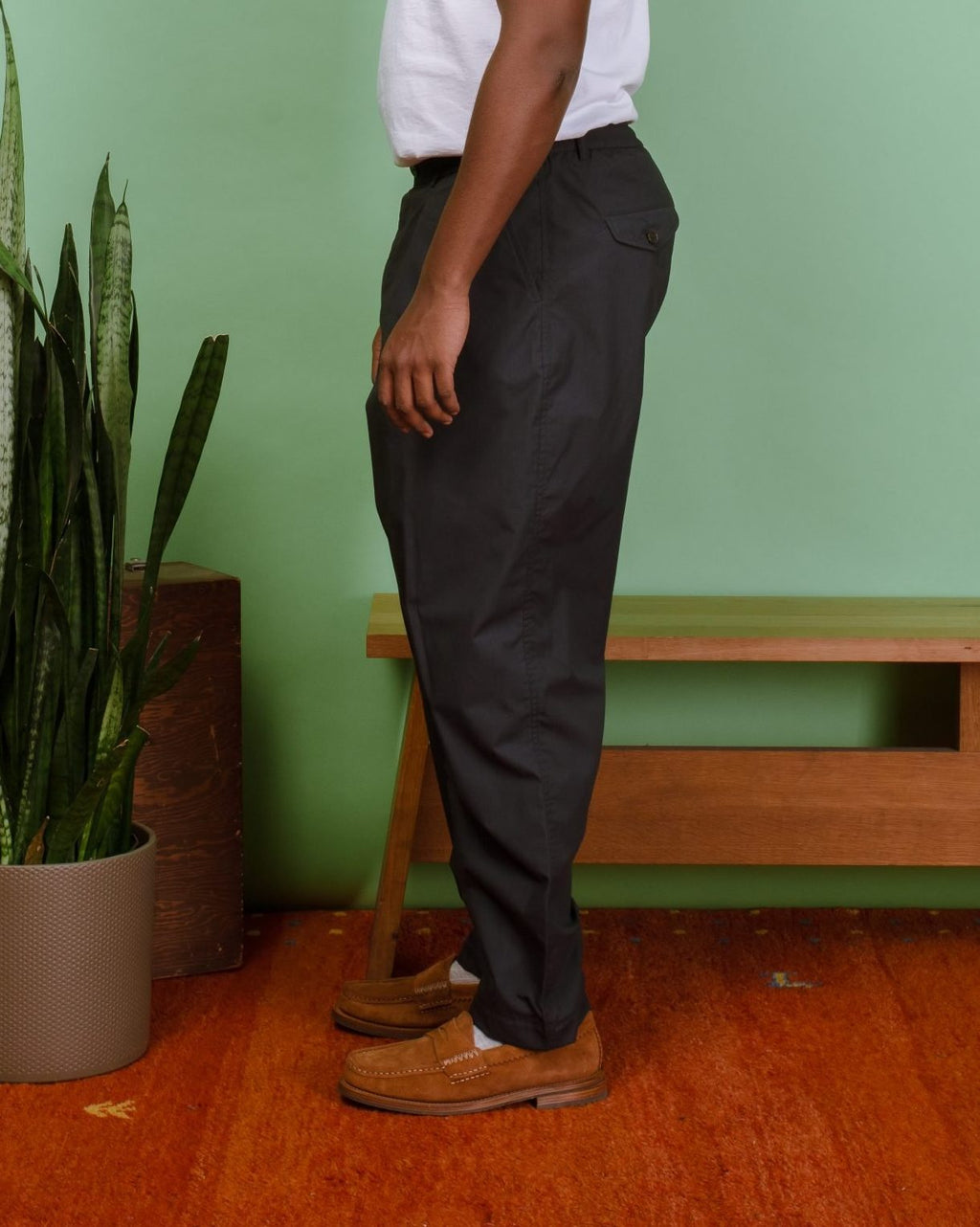 Pleated Track Pant Recycled Poly Tech - Navy