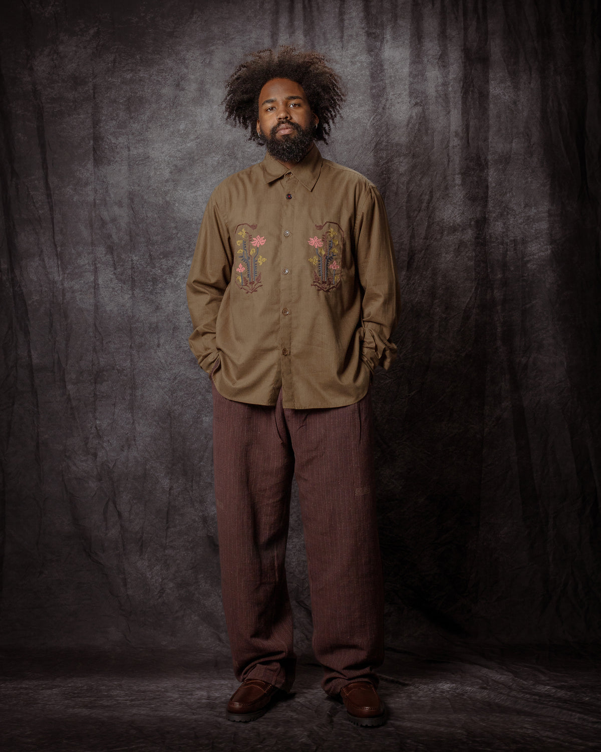 Luis Shirt Embroidery EMB33 Dusty Olive