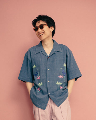 Craft Rohit Shirt Embroidery PHULSS2601 Indigo Indigo