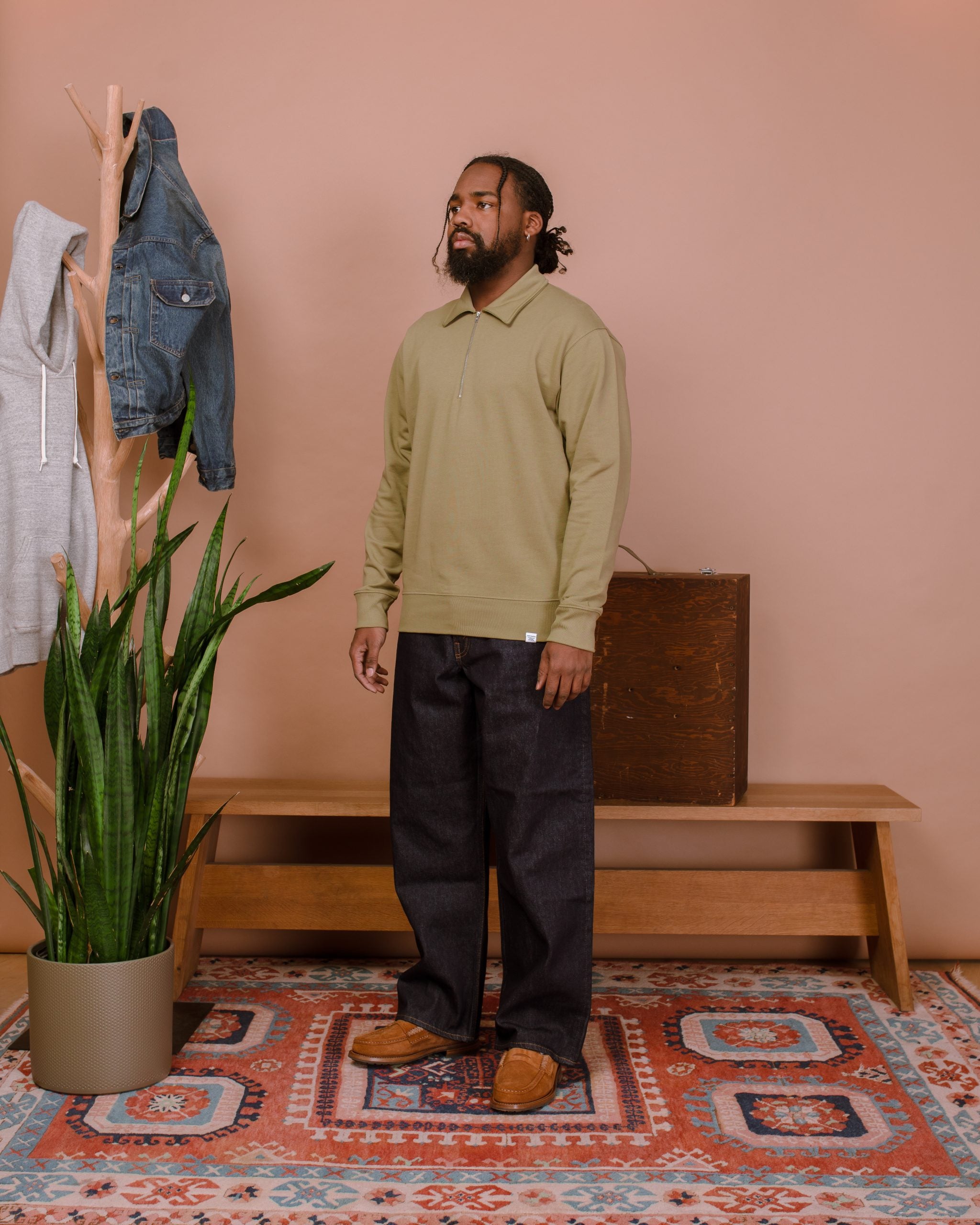 Ketel Relaxed Half Zip - Moss Green