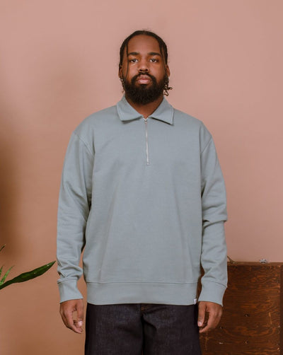 Ketel Relaxed Half Zip - Greyish Blue