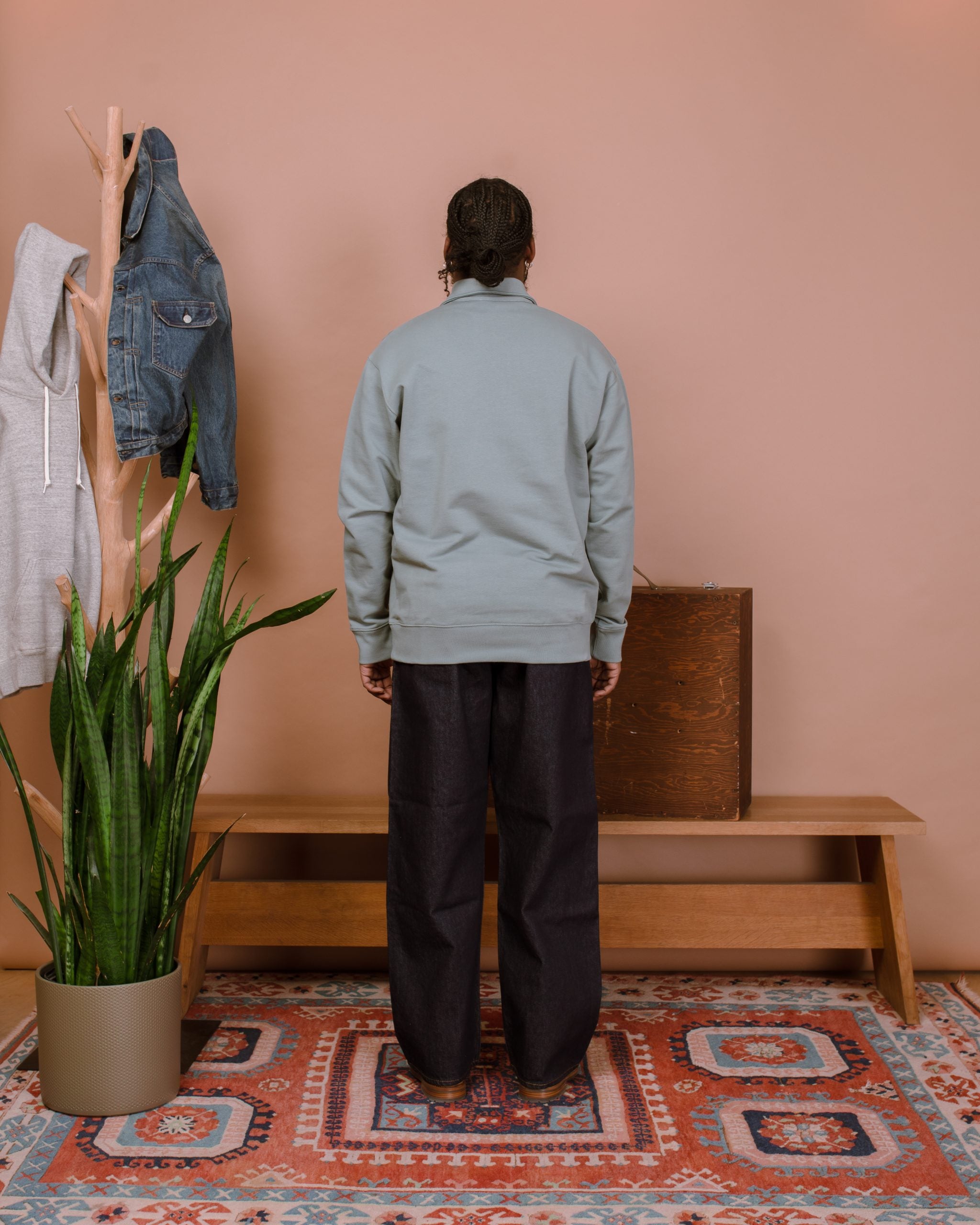 Ketel Relaxed Half Zip - Greyish Blue