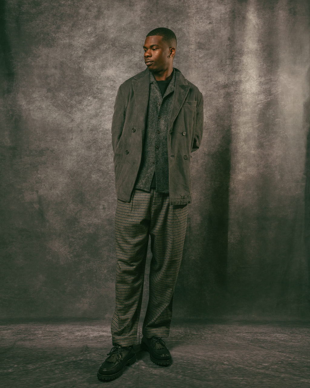 Oxford Pant Charcoal Houndstooth Wool Mix