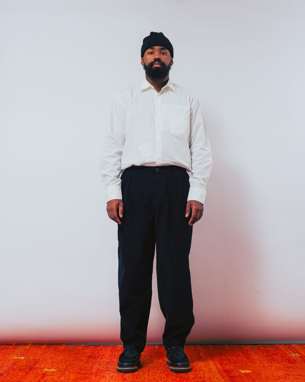 Pleated Track Pant Cat Cord Black