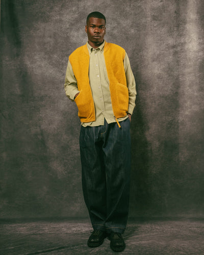Zip Waistcoat Yellow Wool Fleece