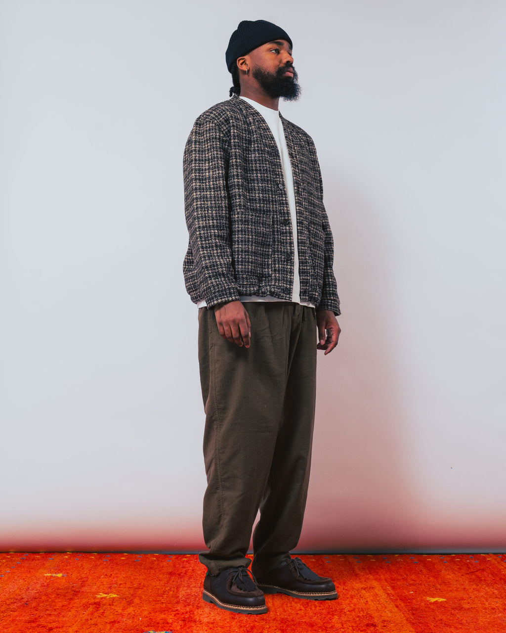 Advance Cardigan Jacquard Knit Brown