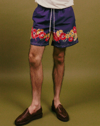 Ornate Bloom Swim Trunk - Indigo