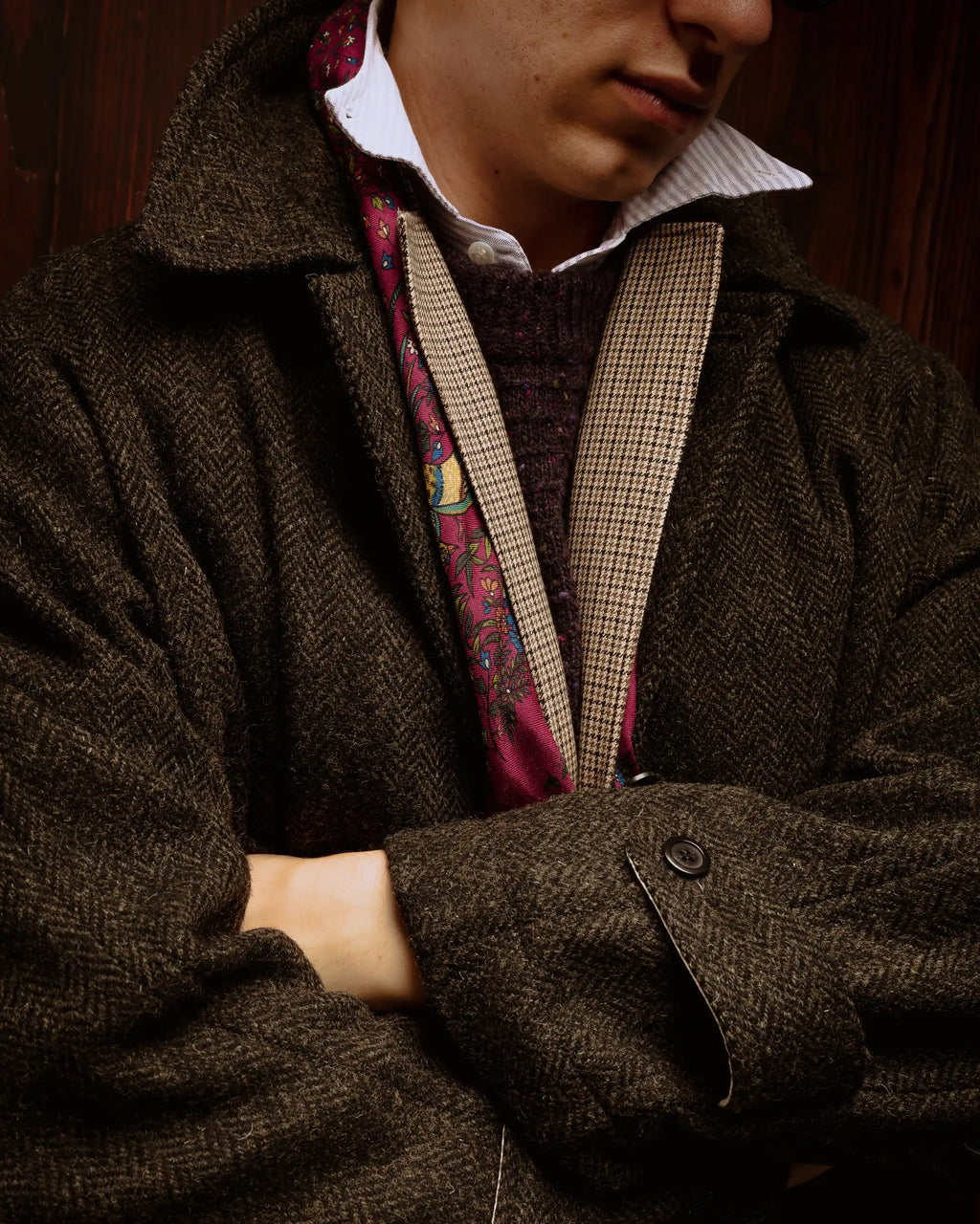 Harris Tweed Balmacaan Overcoat Herringbone