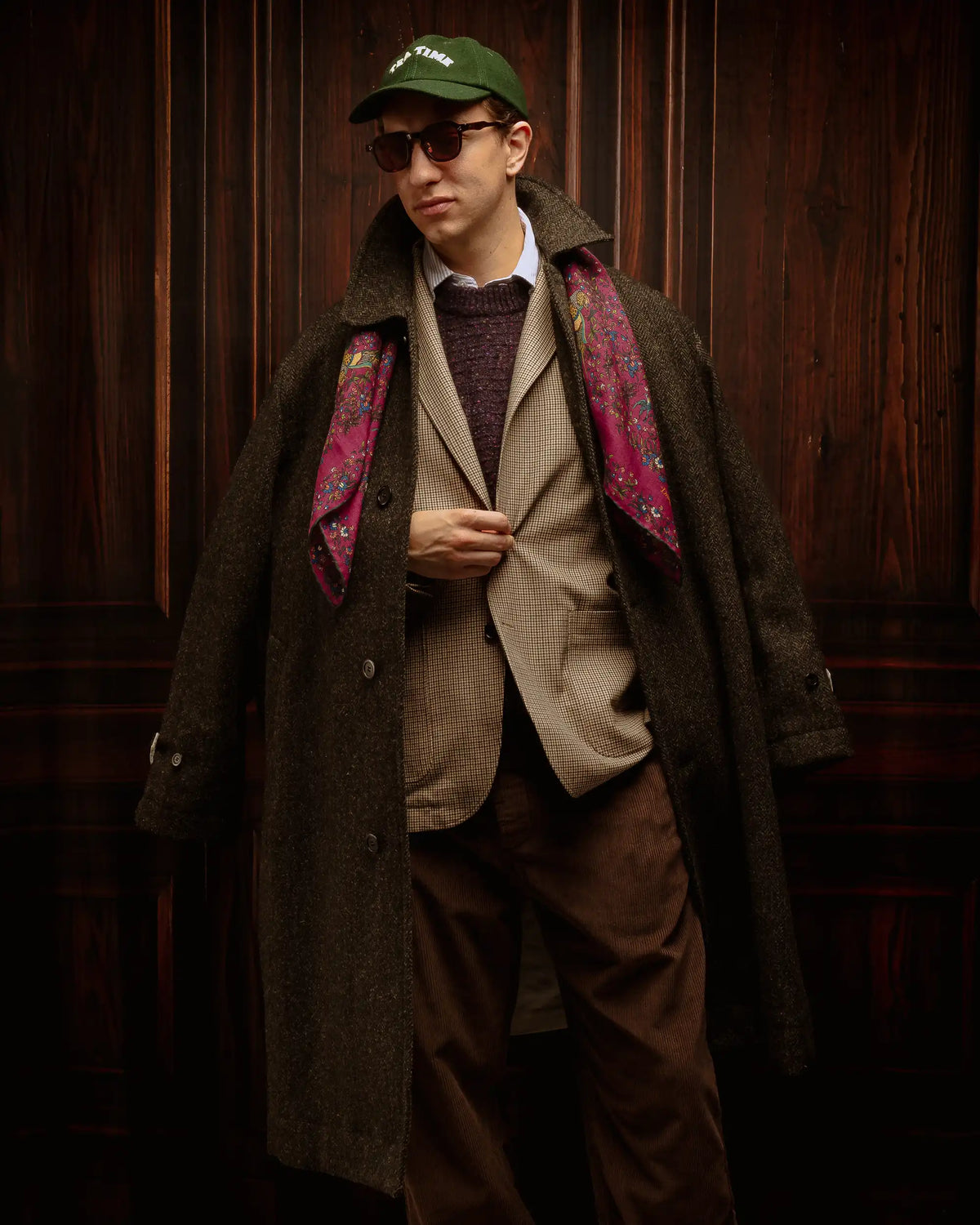 Harris Tweed Balmacaan Overcoat Herringbone