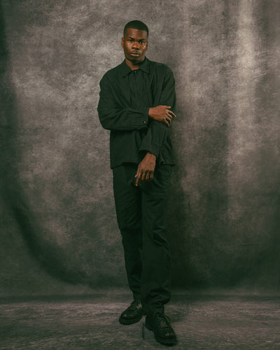 Flannel Short Shirt Jacket - Black