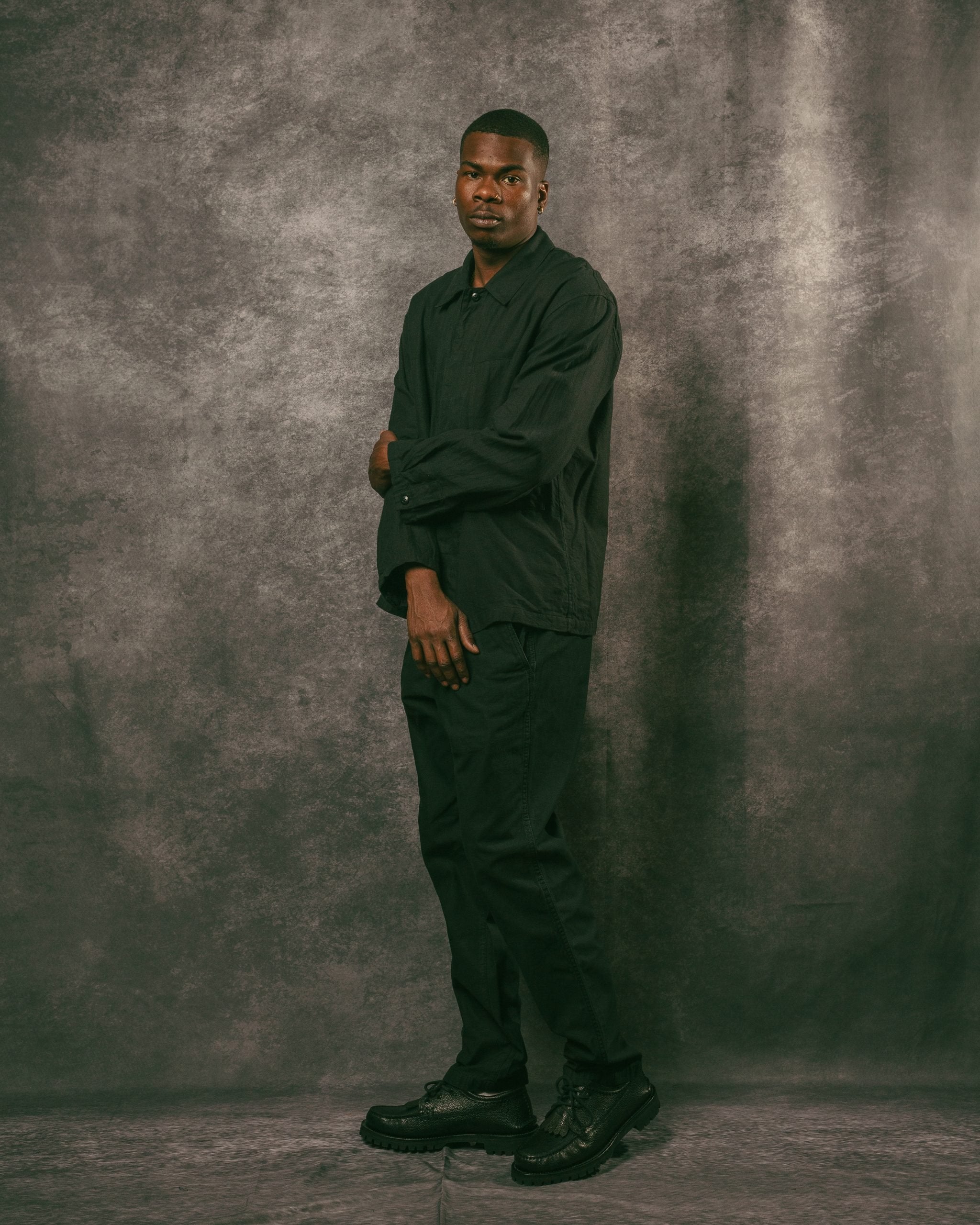 Flannel Short Shirt Jacket - Black