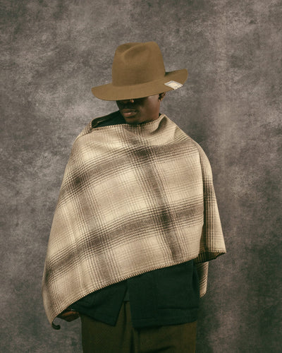 Eastwood Wool Poncho Beige Wool Check