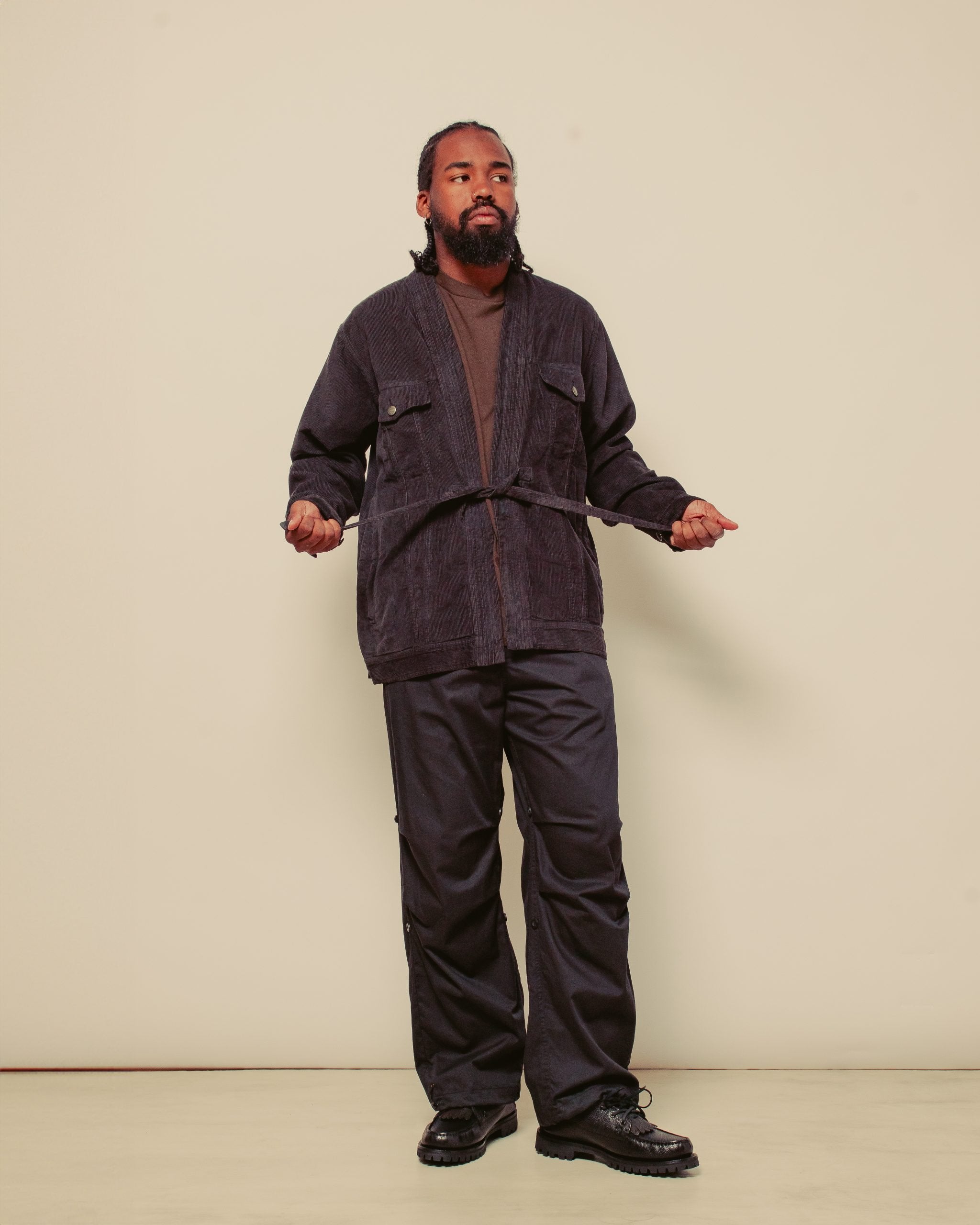 Cord Trucker Kimono Hemp/ Cotton - Black