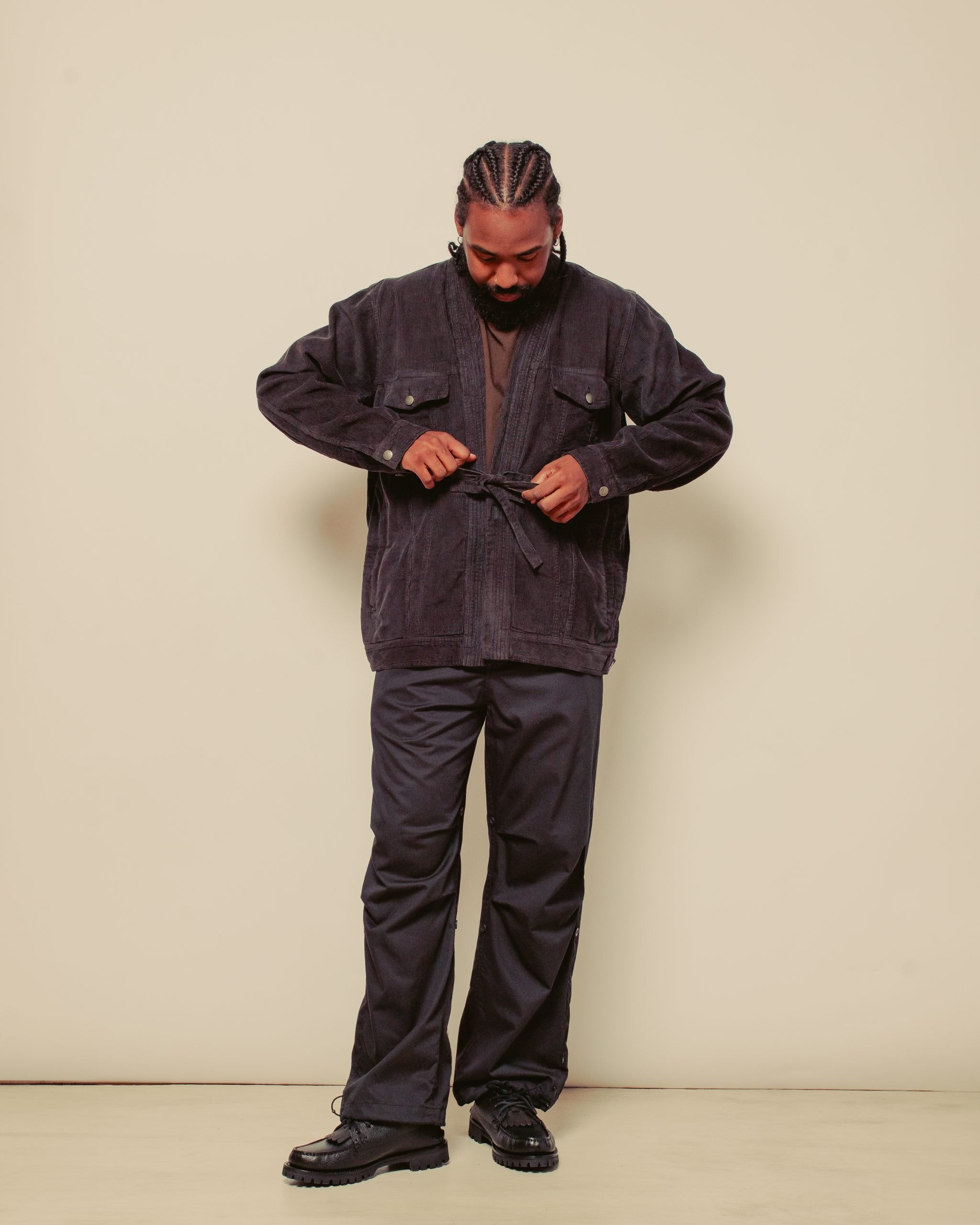 Cord Trucker Kimono Hemp/ Cotton - Black