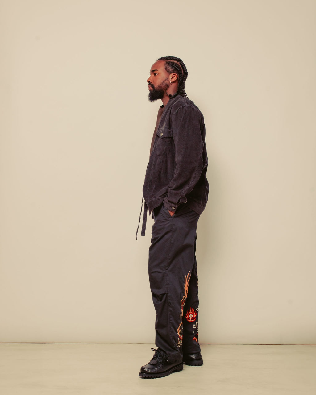 Cord Trucker Kimono Hemp/ Cotton - Black