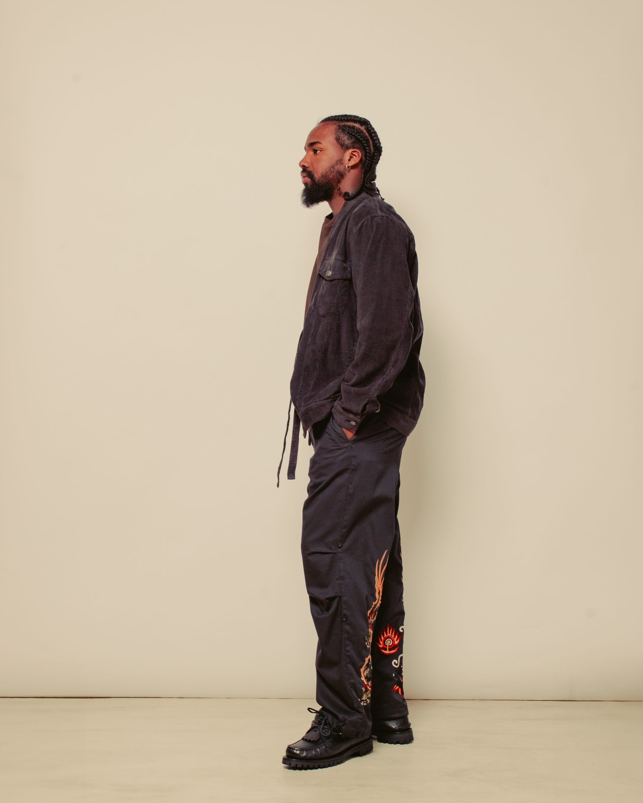 Cord Trucker Kimono Hemp/ Cotton - Black