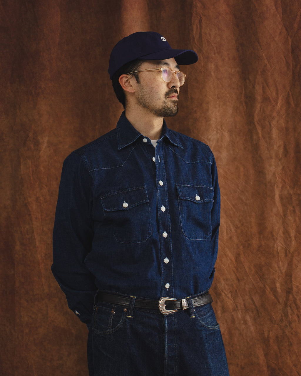 Light Denim Western Shirt Stone Wash