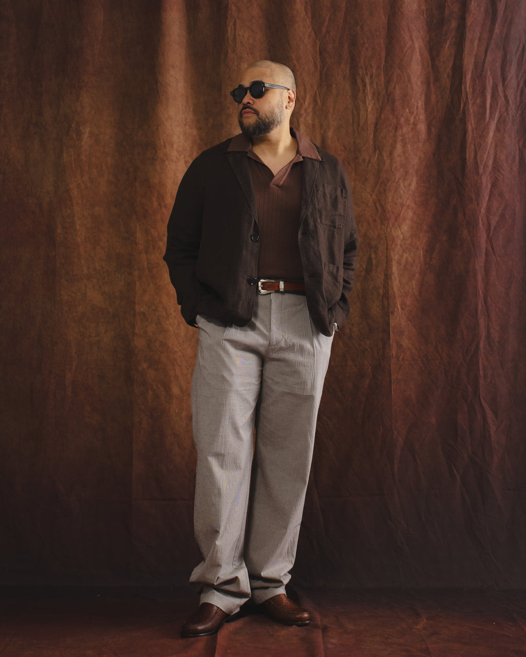 Morton Pleated Trousers Jensen Brown/White
