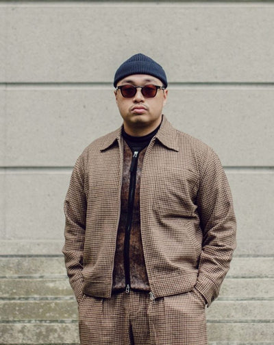 Rose Bowl Jacket in Houndstooth Tweed - Sand