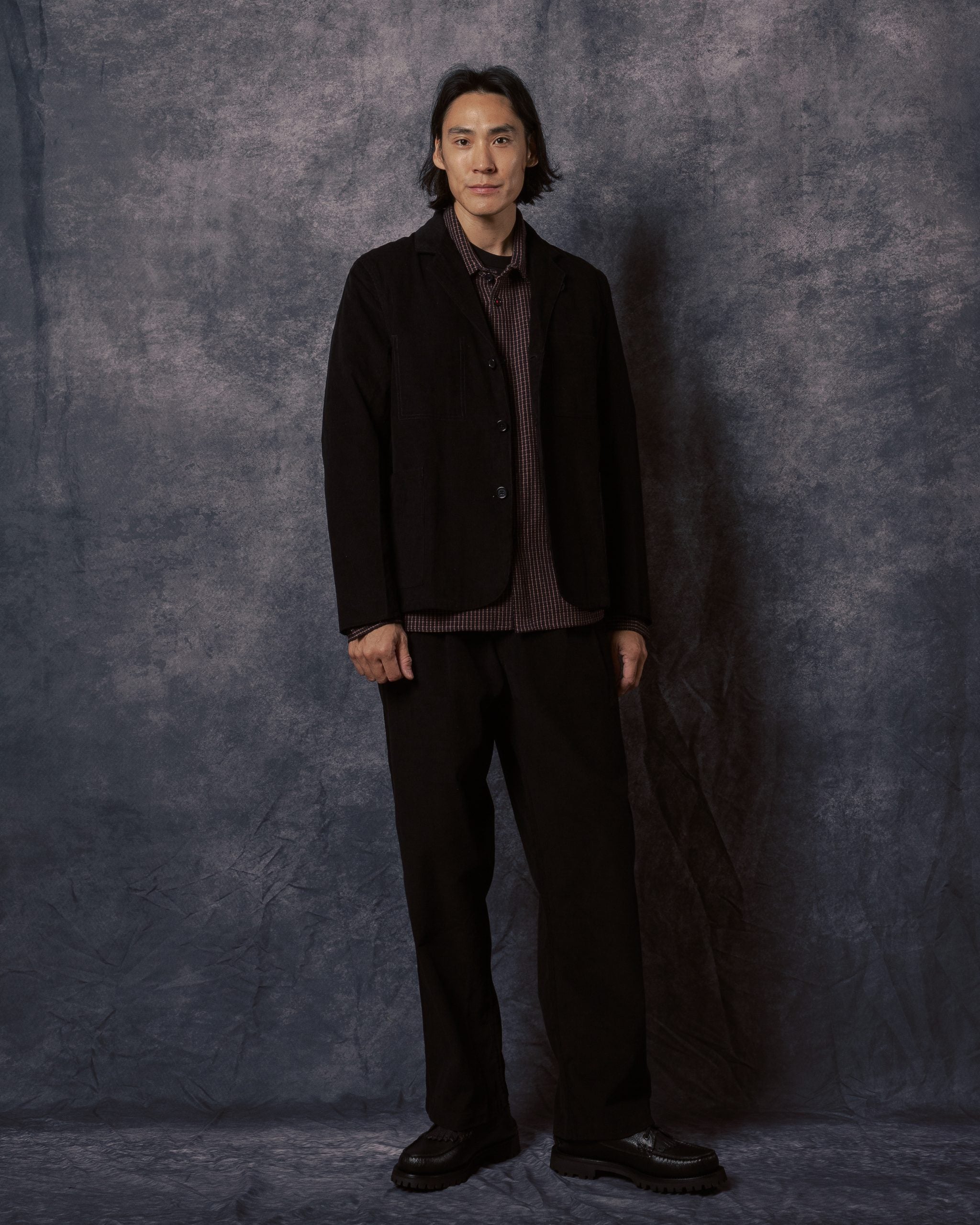 Somesh 3 Button Blazer Black Corduroy CORD14