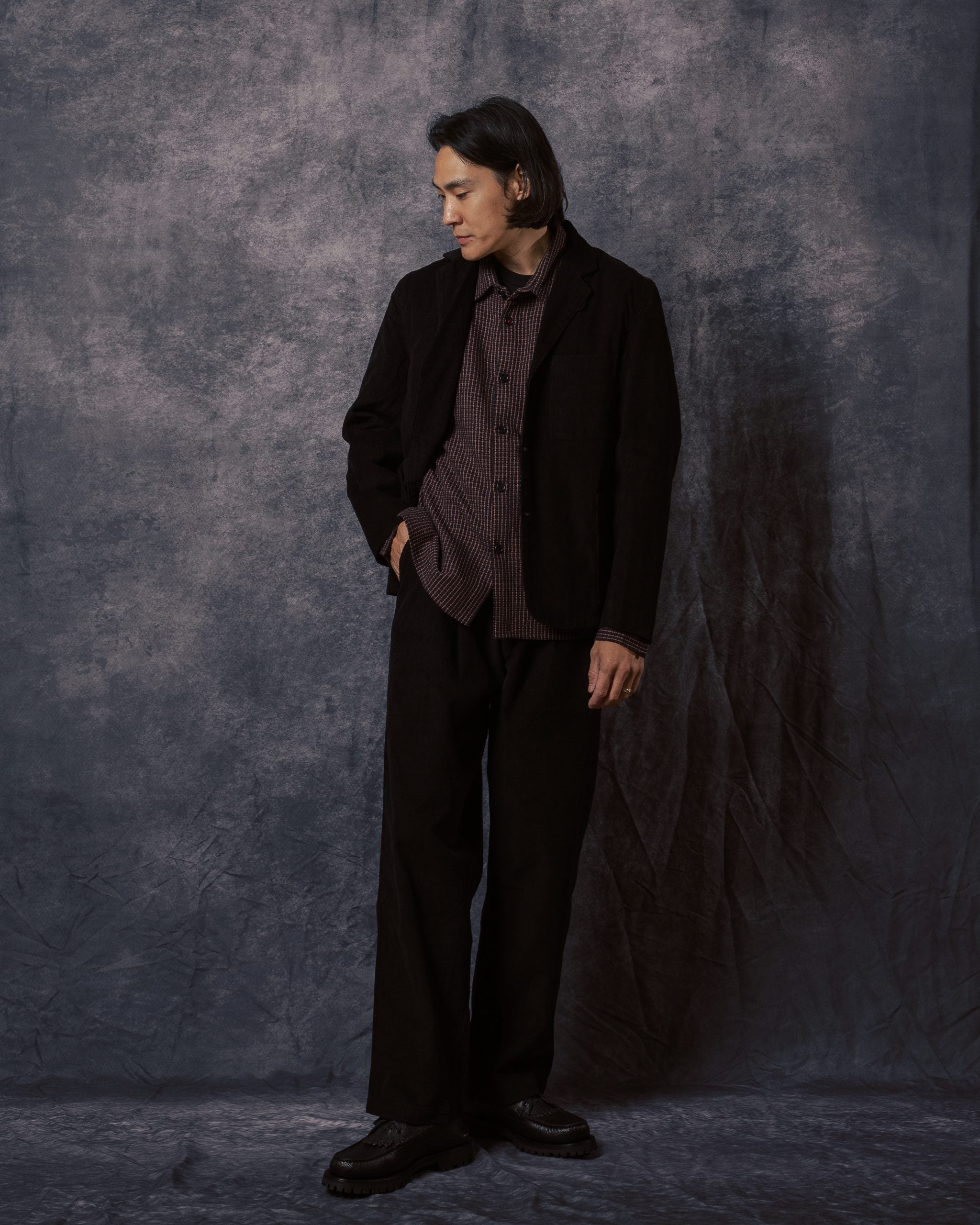 Somesh 3 Button Blazer Black Corduroy CORD14