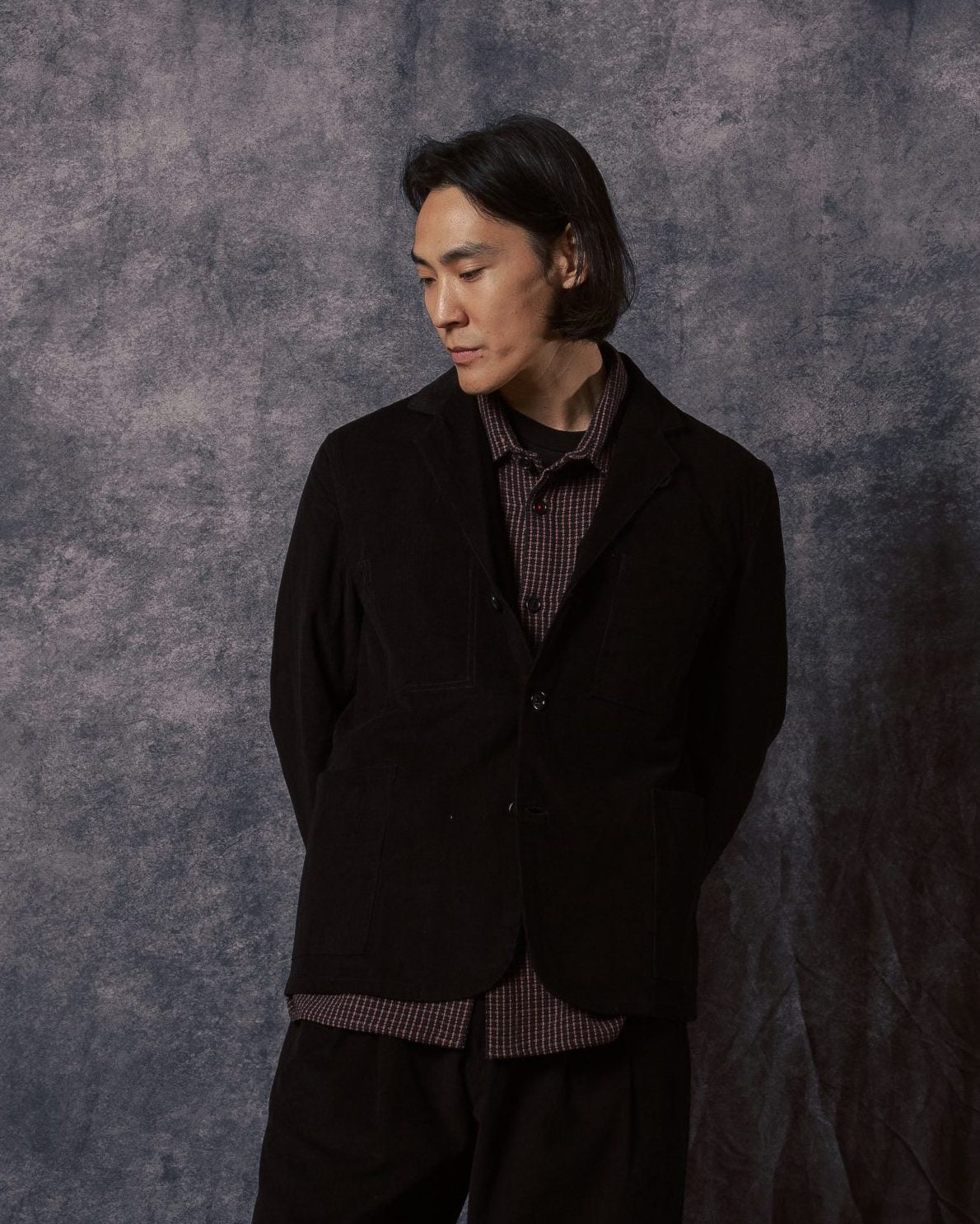 Somesh 3 Button Blazer Black Corduroy CORD14