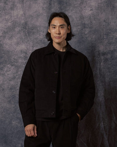 Bodhi 4 Button Quilted Jacket Black Corduroy CORD14