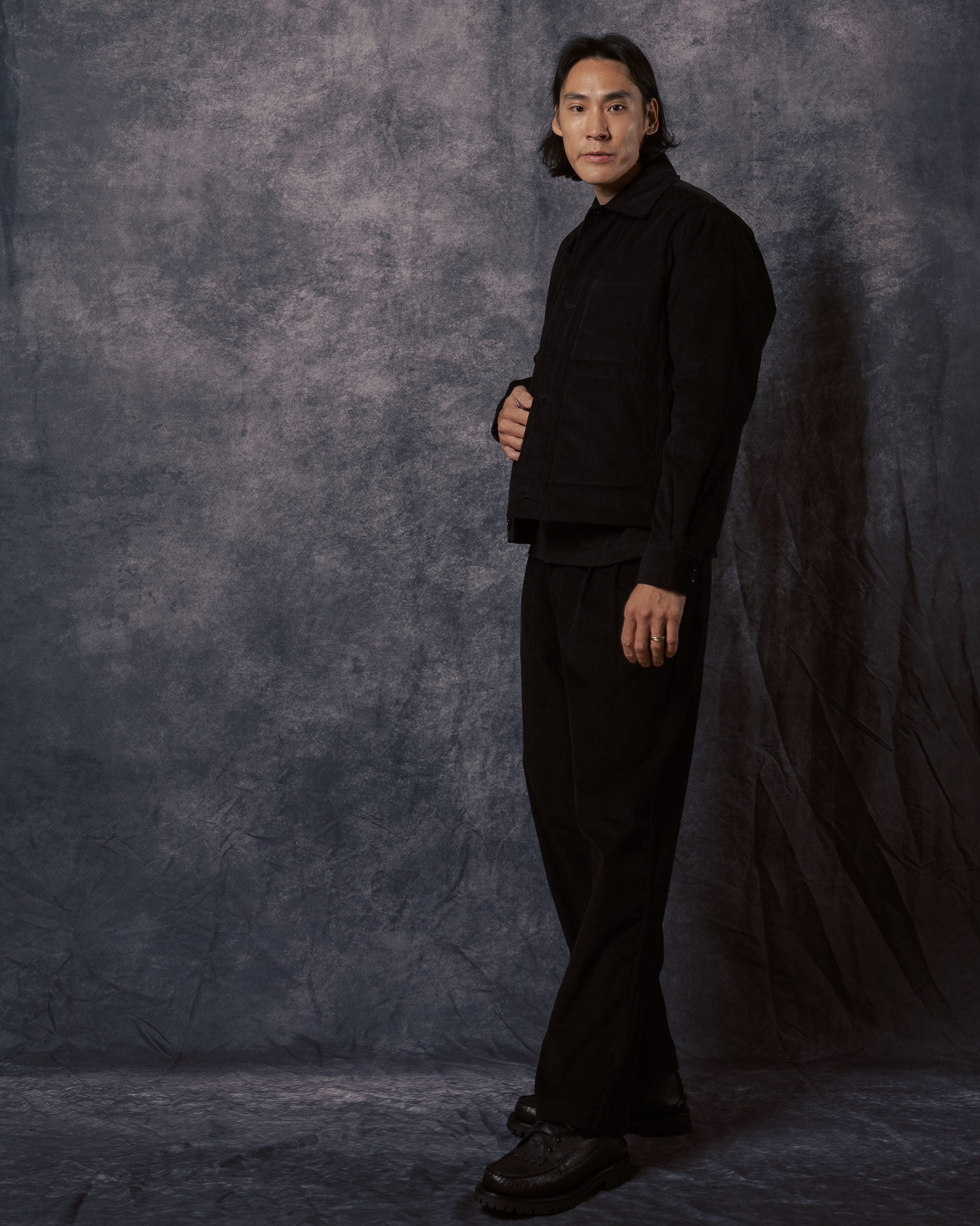 Bodhi 4 Button Quilted Jacket Black Corduroy CORD14