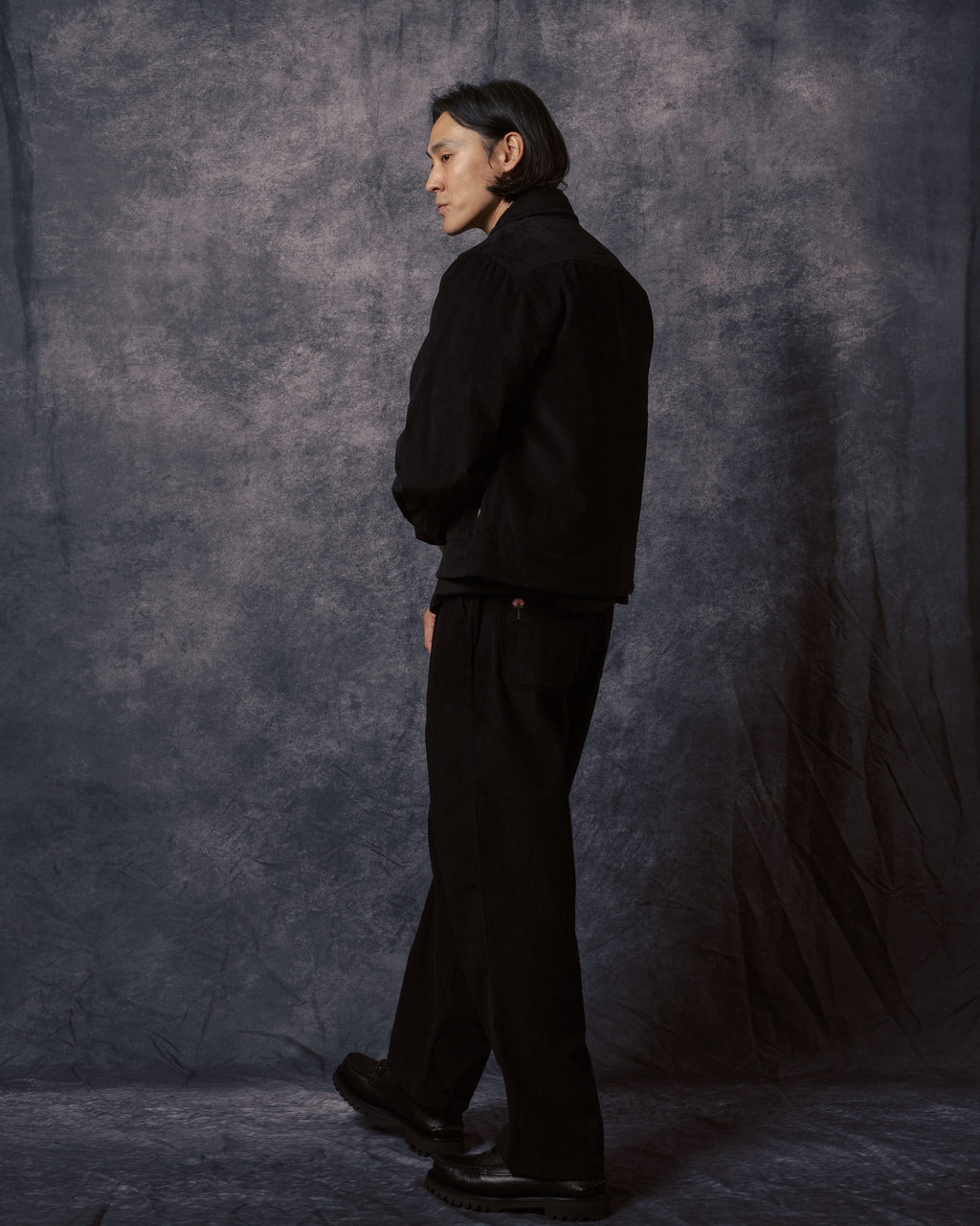 Bodhi 4 Button Quilted Jacket Black Corduroy CORD14