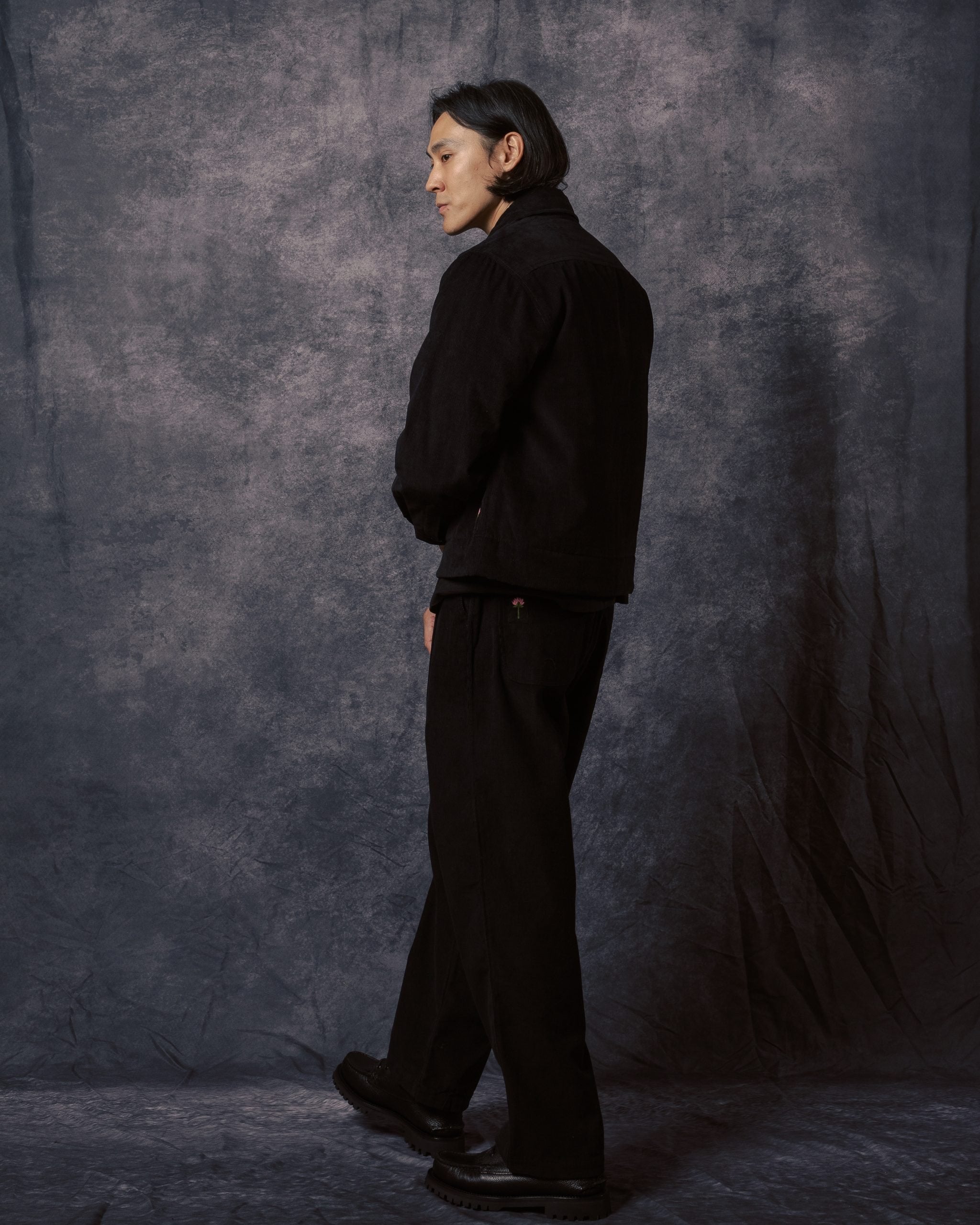 Bodhi 4 Button Quilted Jacket Black Corduroy CORD14