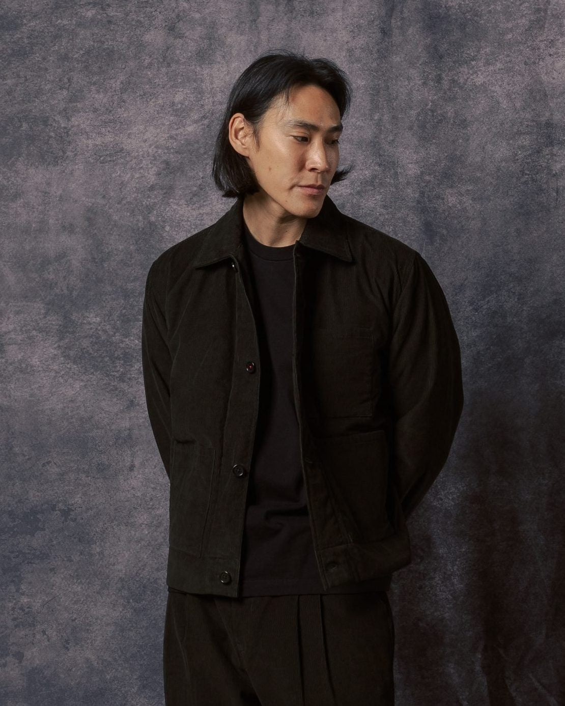 Bodhi 4 Button Quilted Jacket Dark Green Corduroy CORD14