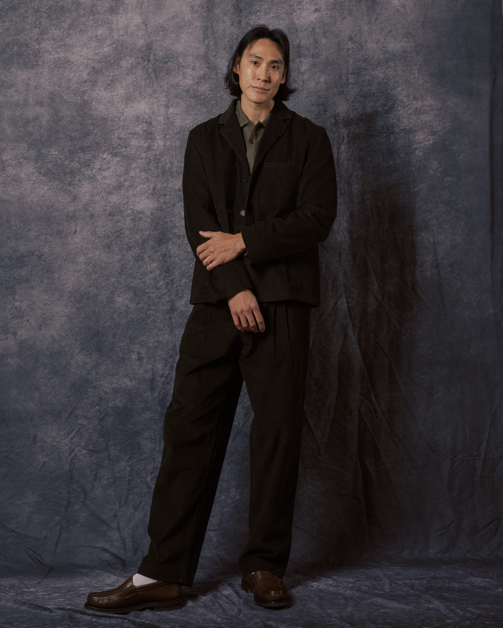 Somesh 3 Button Blazer Dark Green Corduroy CORD14