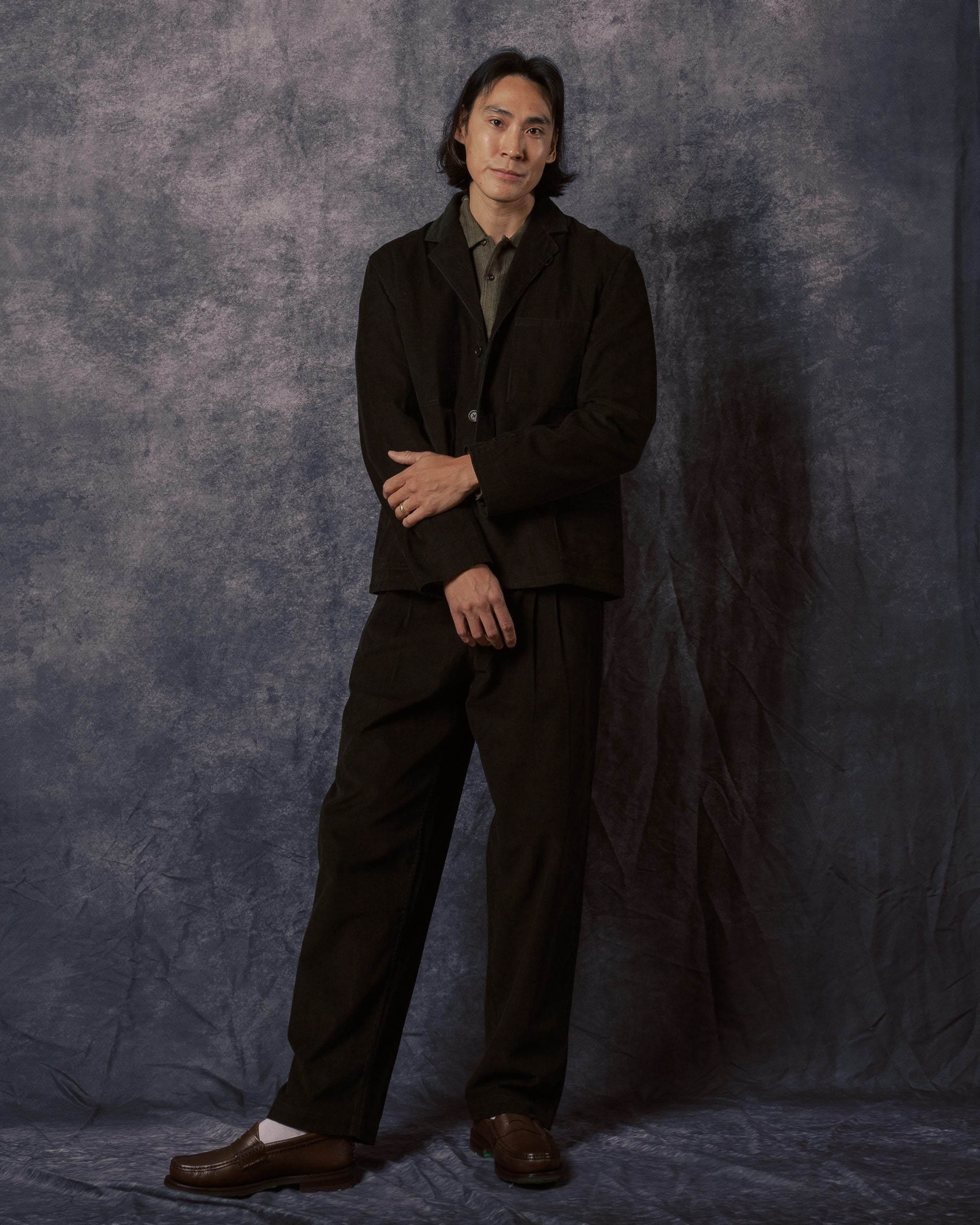 Somesh 3 Button Blazer Dark Green Corduroy CORD14