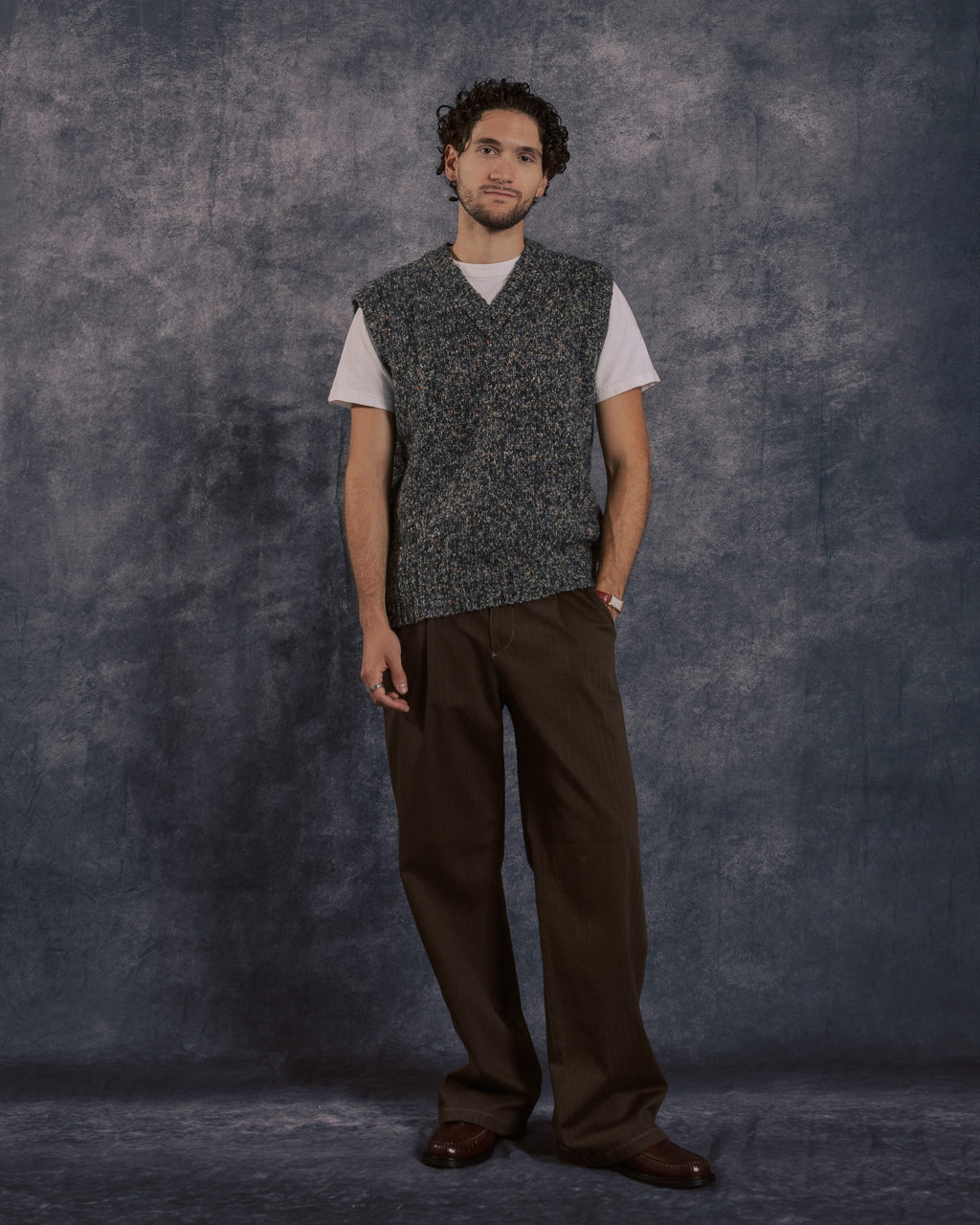 Pinto Knitted Vest Grey Multi Fleck