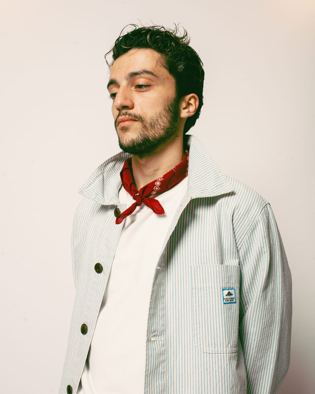 Vins Osk Work Jacket - Blue Stripe