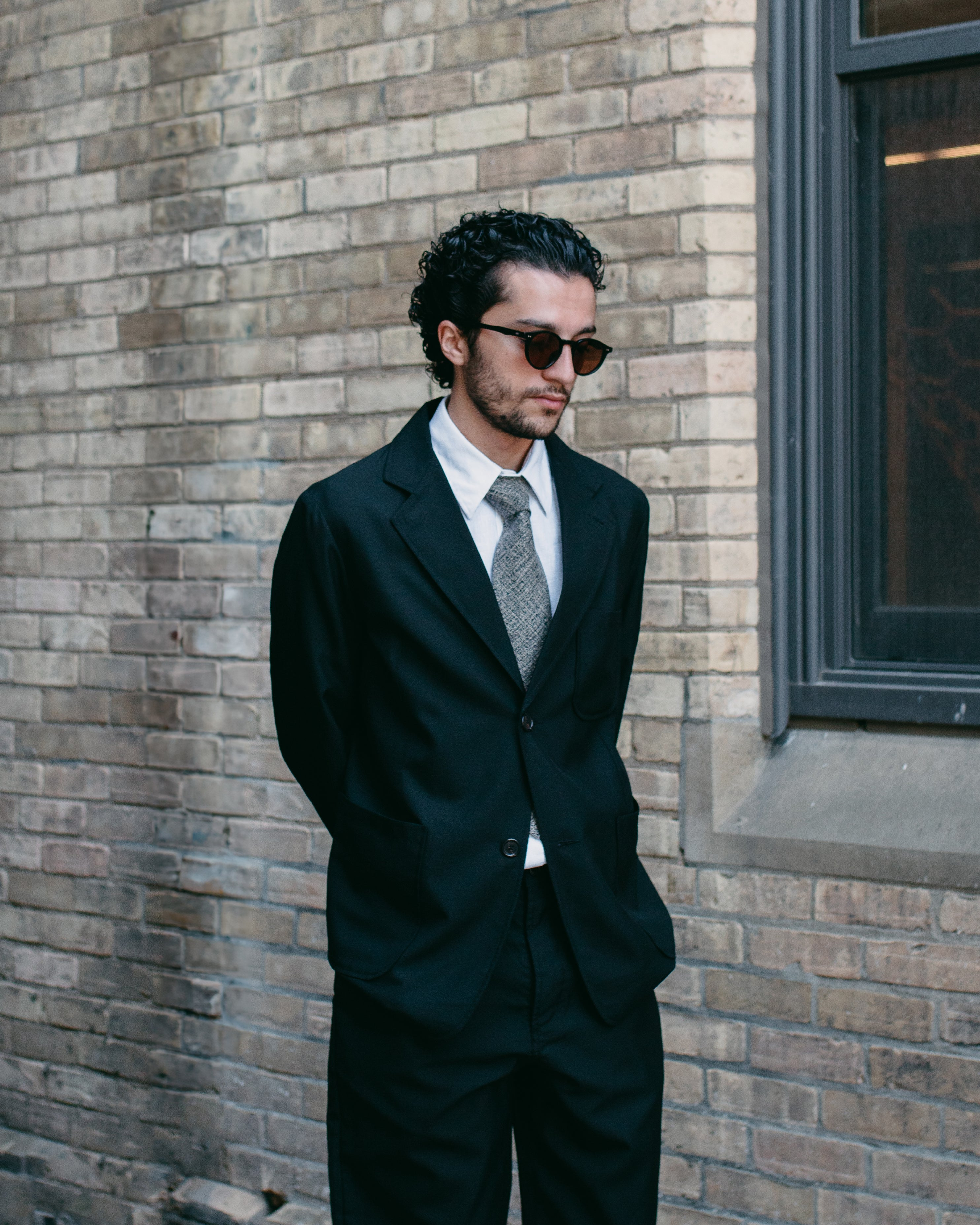 Two Button Jacket Tropical Suiting Black