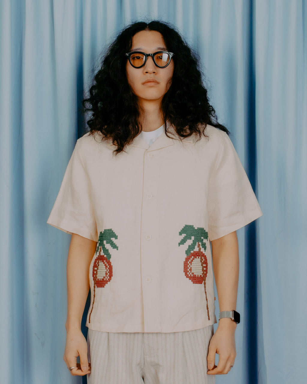 Veloso Bahia Sunset Embroidery S/S Shirt - White